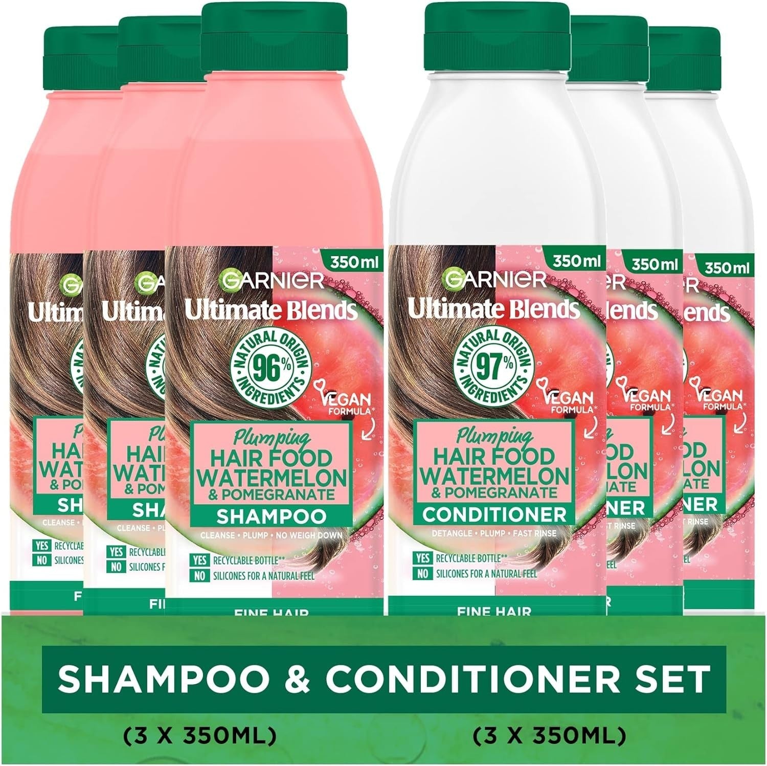 Garnier Ultimate Blends Hair Food Set 2L | Watermelon Shampoo & Conditioner by Garnier