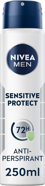 NIVEA Men Sensitive Protect Deodorant Spray 250ml | 72H Anti-Perspirant Care by Nivea Men