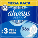 Always Ultra Night Sanitary Towels Size 3 Wings,96 Pads Mega Pack, Odour Control by Always