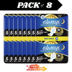 Always Ultra Size 5 Night Sanitary Pads 8x16 Super Absorbent, Wings, Extra Flow by Always
