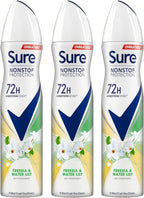 Sure Freesia & Water Lily Body Spray 250ml x3 | 72H Sweat & Odour Protection by SURE