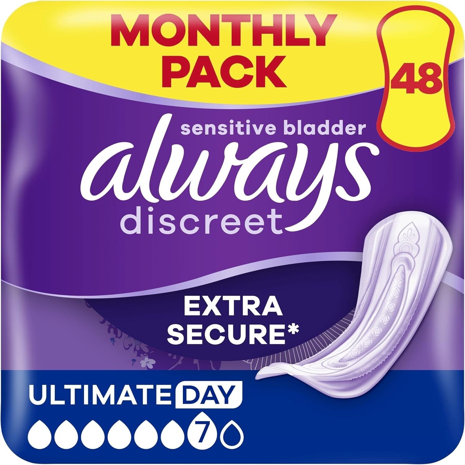 Always Discreet Incontinence Pads Women Ultimate Day 48 Pack | Absorbency 6 by Always Discreet