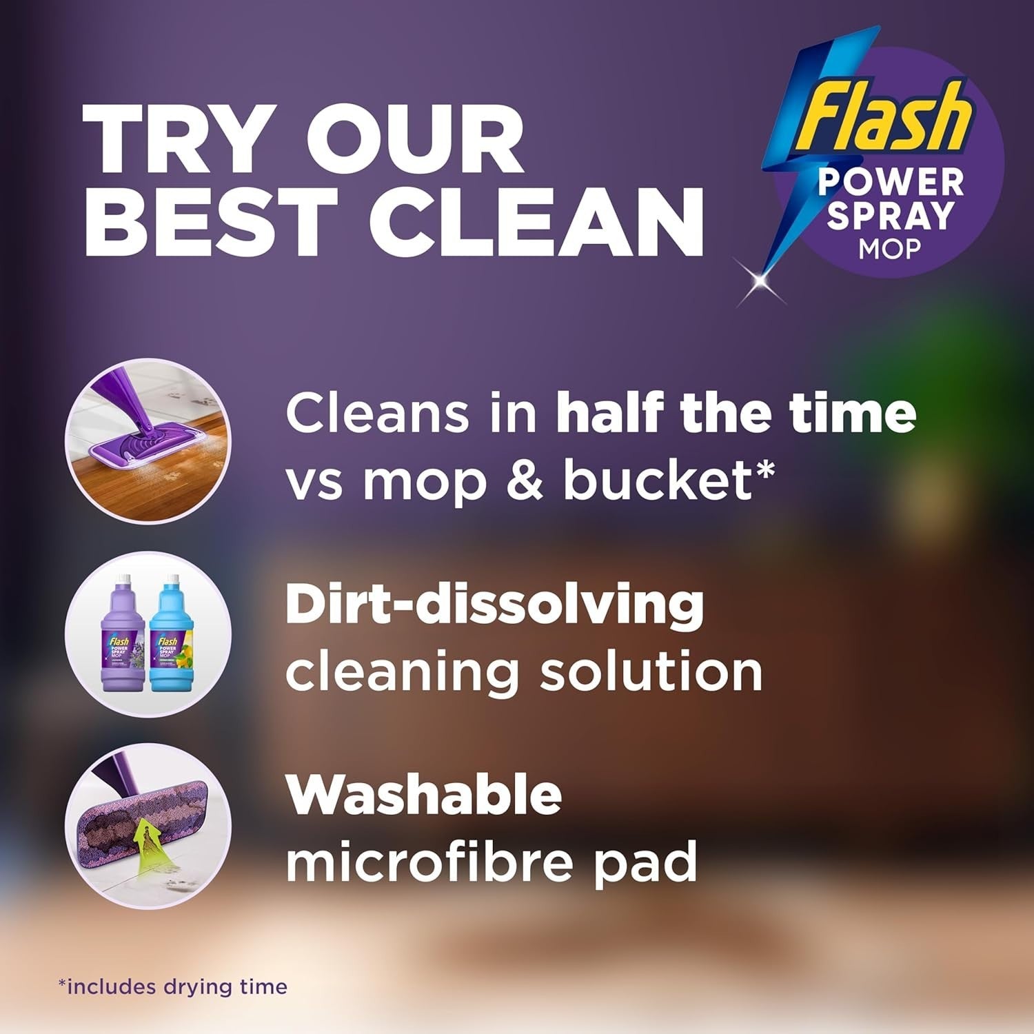 Flash Power Spray Mop Starter Kit with 1 Washable & 17 Disposable Pads, Floor by Flash