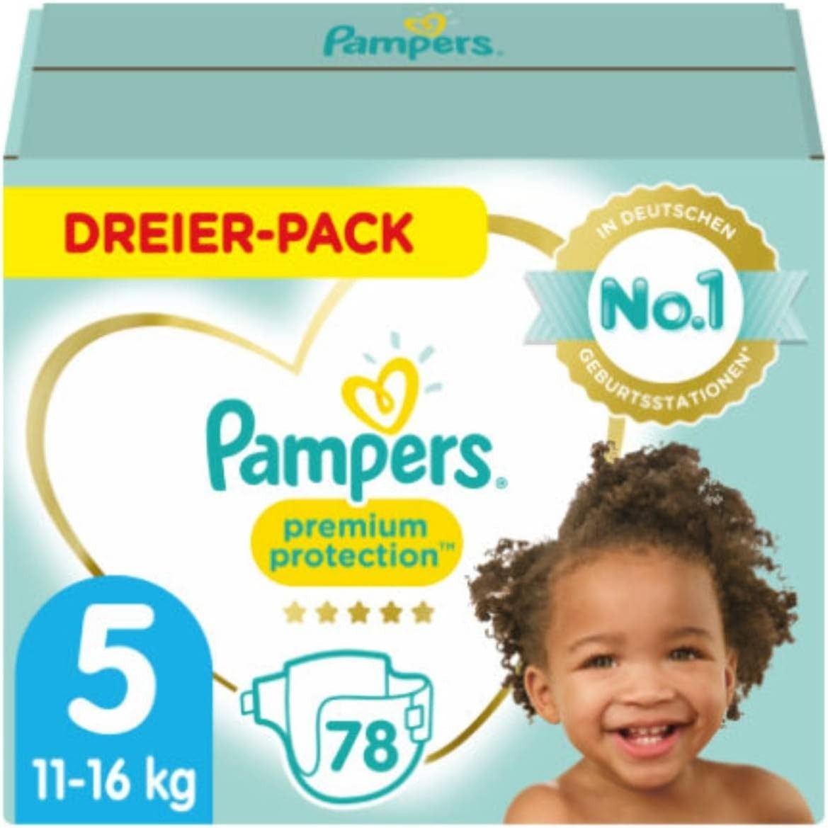 Pampers Premium Protection Diapers Size 5 | 78 Nappies for Babies 11-16kg by Pampers