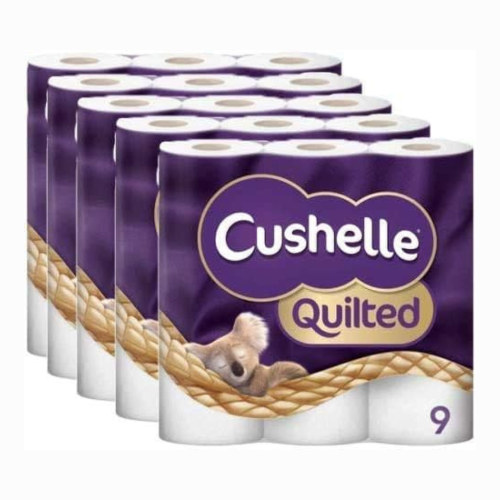 Cushelle Quilted Toilet Roll 9 Roll x7 Pack 63 Total Soft Strong Bathroom Tissue by Cushelle