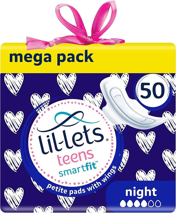 Lil-Lets Teens Night Pads with Wings 5x10 Fragrance Free Sanitary Towels