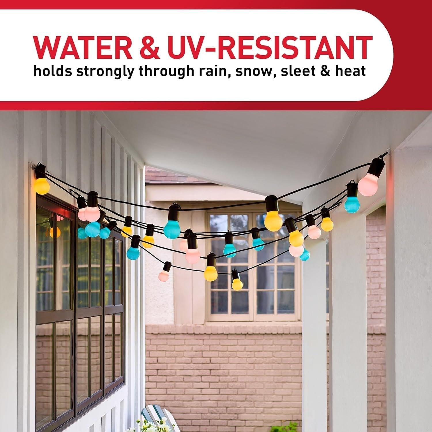 Command Clear Light Clips 16 Pack + 20 Strips Outdoor All Weather Adhesive by Command