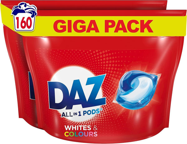 Daz All In One Pods Detergent 160 Washes Whites Brightens