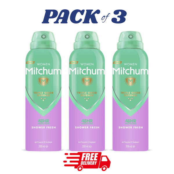 Mitchum Women Triple Odor Defense Deodorant Spray Antiperspirant 200ml x3