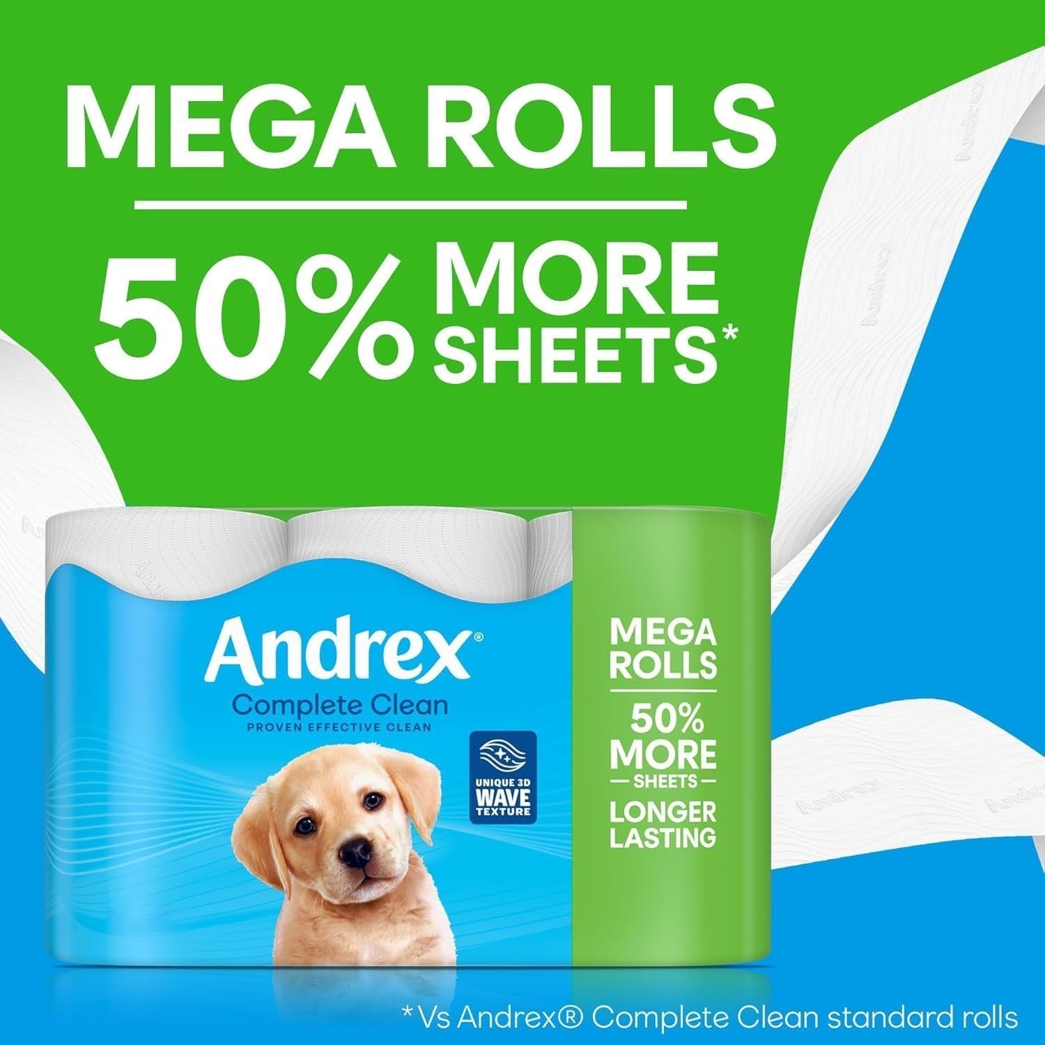Andrex Complete Clean Mega Toilet Roll 36 XL Rolls Soft Strong Tissue Pack by Andrex