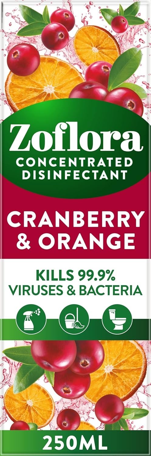 Zoflora Cranberry & Orange Concentrated Disinfectant 250ml Multi-Surface by Zoflora