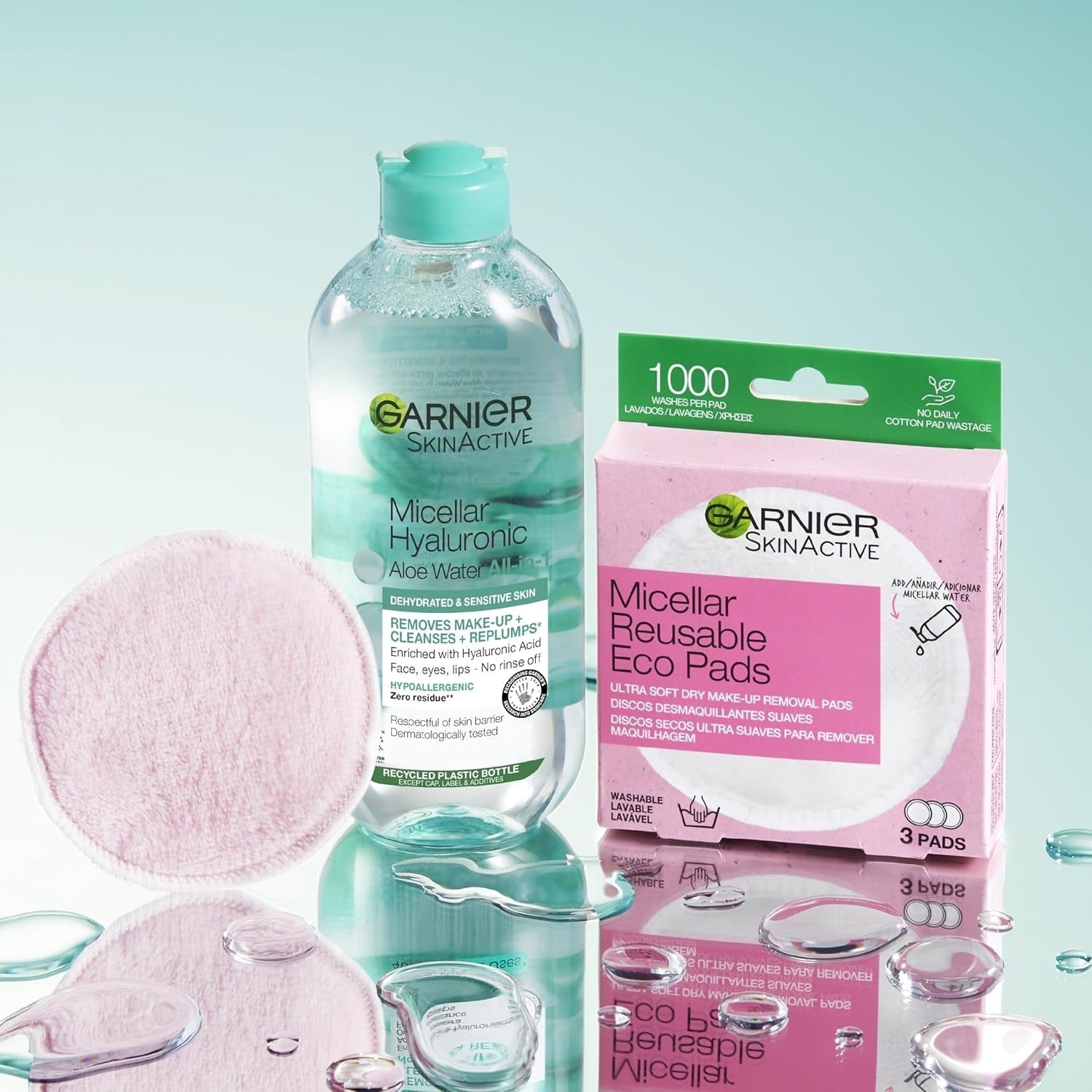 Garnier Micellar Hyaluronic Aloe Cleansing Water 400ml | Makeup Remover Vegan by Garnier