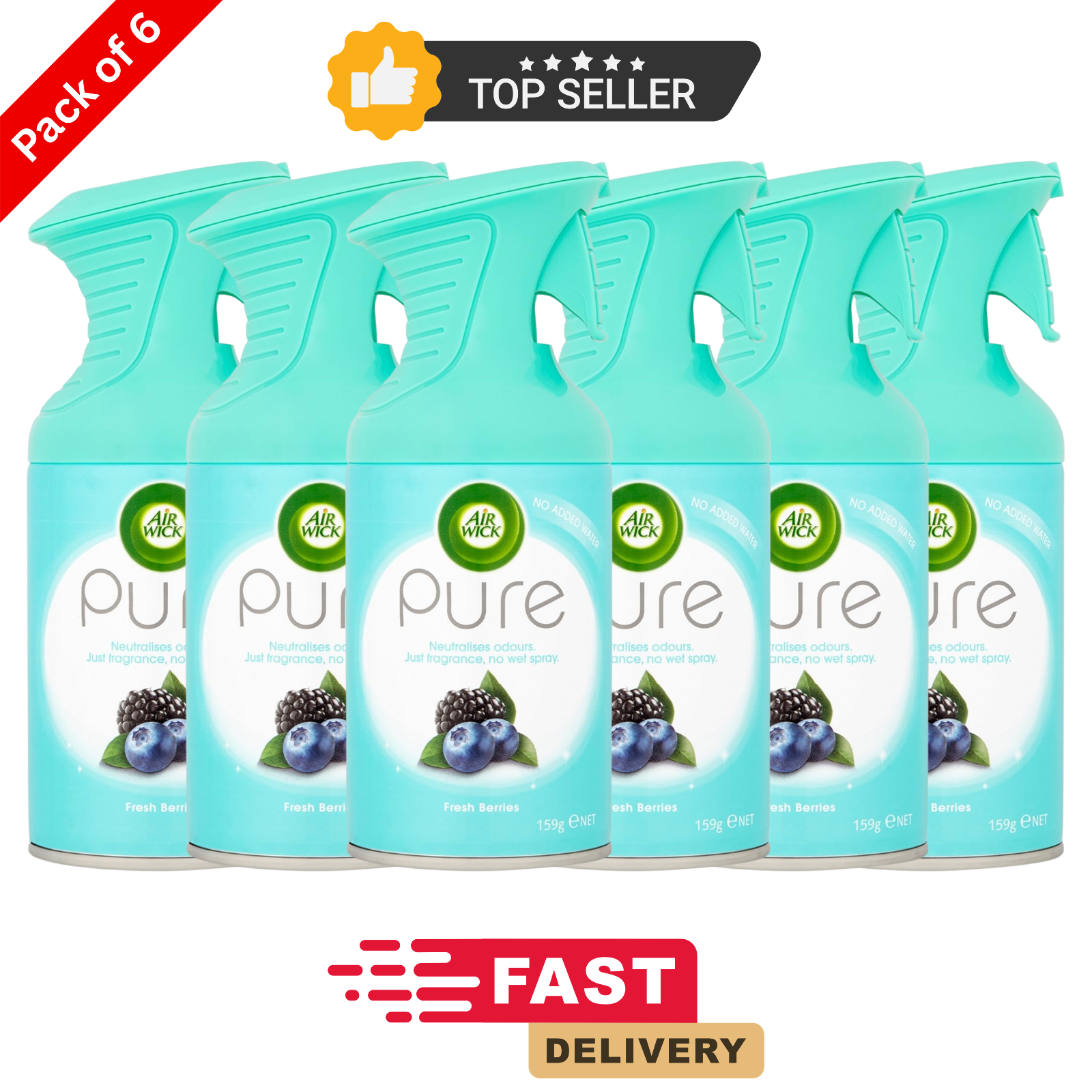 Air Wick Cherry Scent Spray 6 Pack 250ml Odour Neutraliser by Air Wick