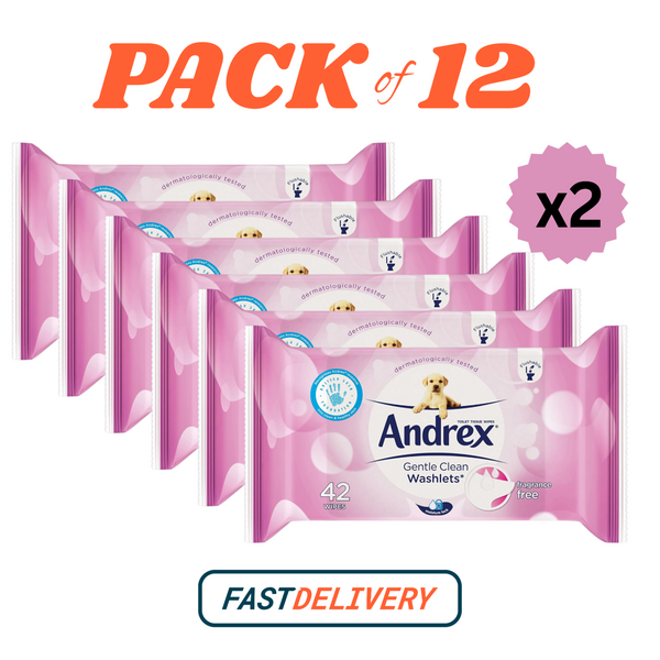 Andrex Gentle Clean Flushable Washlets Wipes Fragrance Free