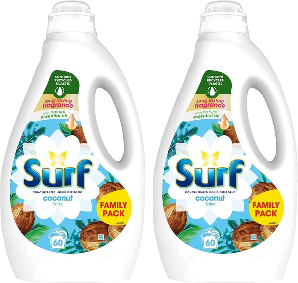 Surf Coconut Bliss Liquid Detergent 1.62L x2 – 120 Washes Long Lasting Fragrance