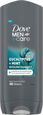Dove Men+Care 3-in-1 Hair Body Face Wash 400ml Pack of 6 Eucalyptus & Mint by ‎DOVE MEN + CARE