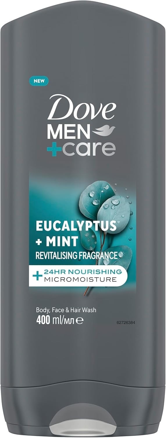 Dove Men+Care 3-in-1 Hair Body Face Wash 400ml Pack of 6 Eucalyptus & Mint by ‎DOVE MEN + CARE