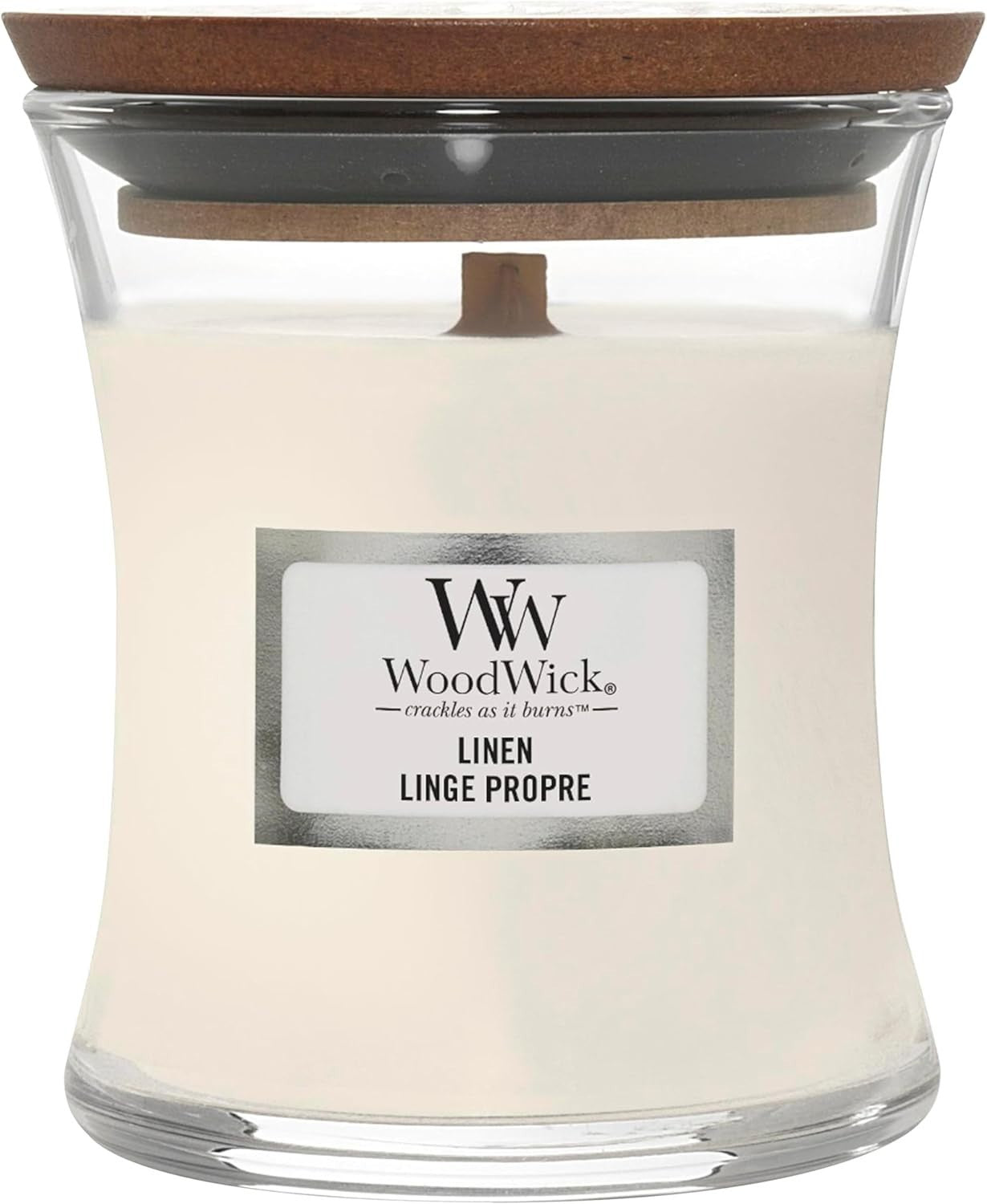 WoodWick Linen Mini Hourglass Scented Candle with Crackling Wick 20hr Burn by WoodWick
