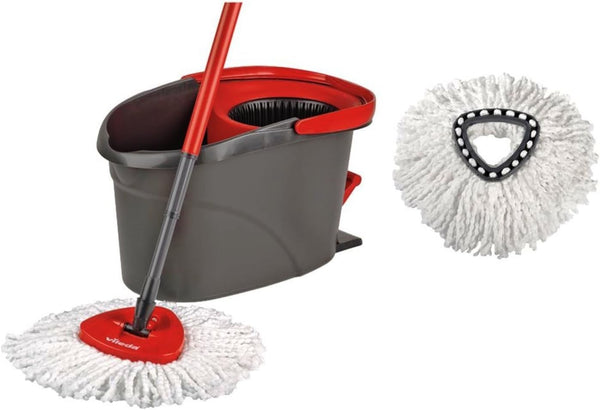 Vileda EasyWring & Clean Turbo Mop & Bucket Set | Grey Microfibre Spin System
