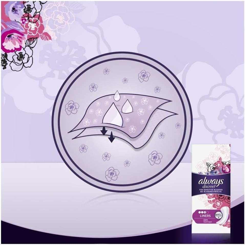 Always Discreet Panty Liners Unscented 24 Count | Daily Freshness & Protection by Always