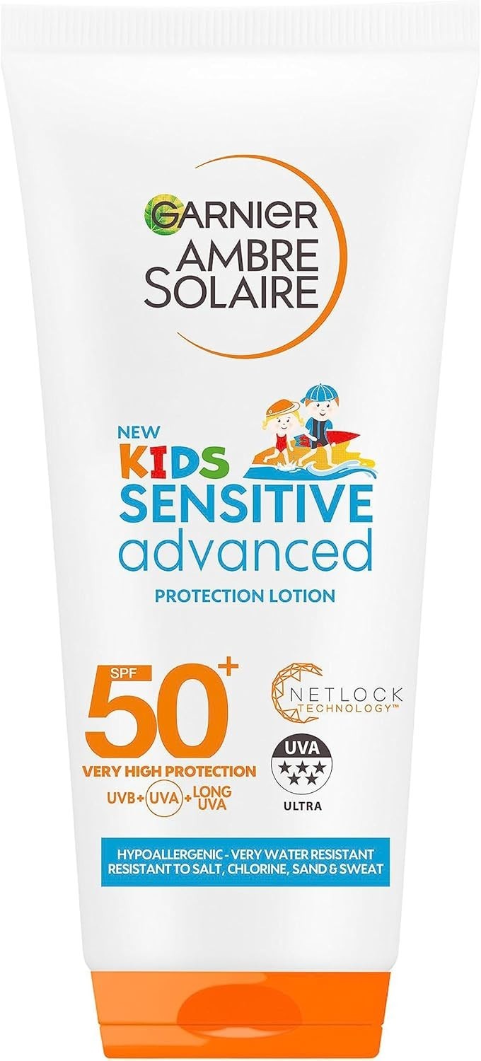 Garnier Kids Sensitive Sun Cream SPF50+ Lotion 200ml Water Resistant by Ambre Solaire