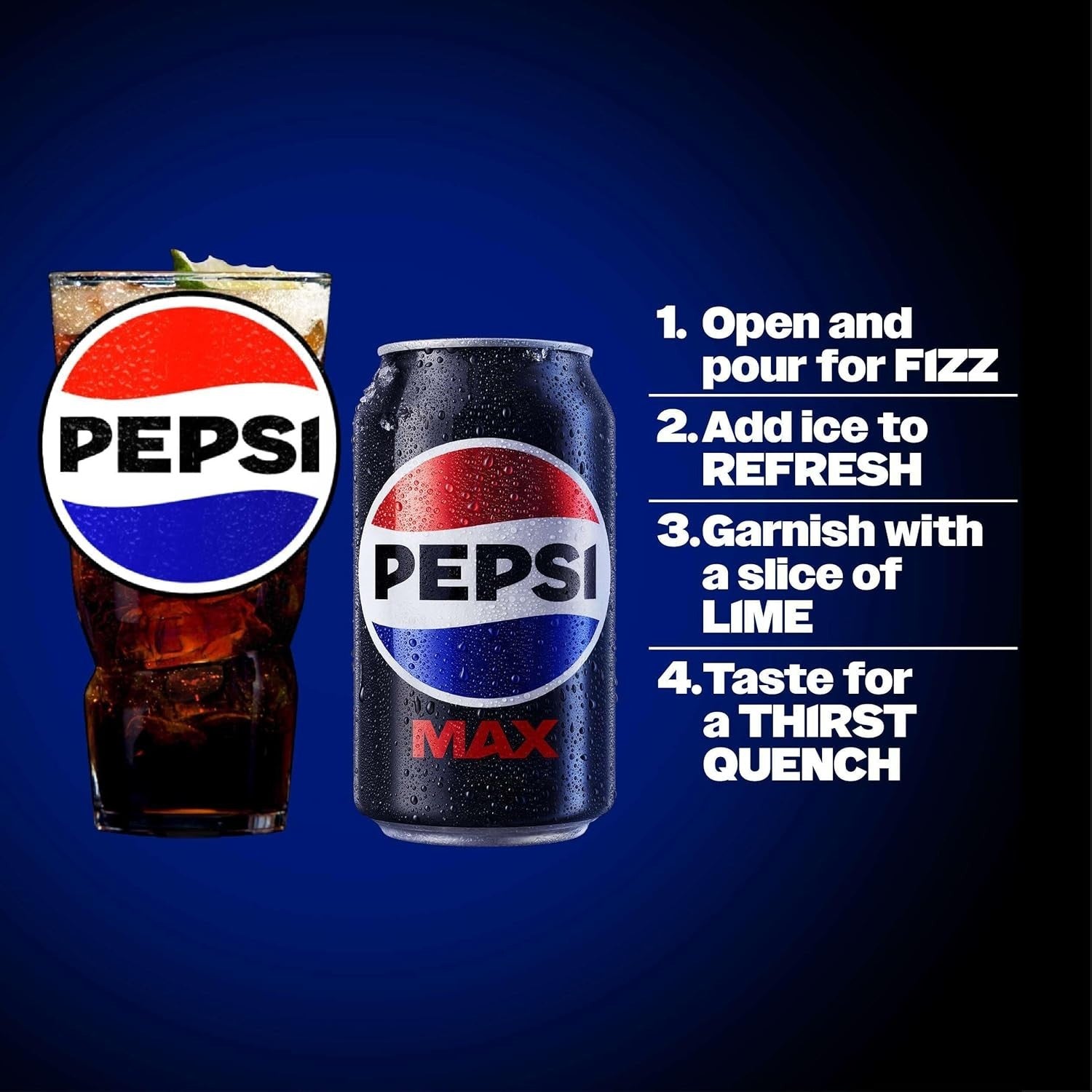 Pepsi Max No Sugar Cola Cans 24 x 330ml Low Calorie Soft Drink Multipack by Pepsi