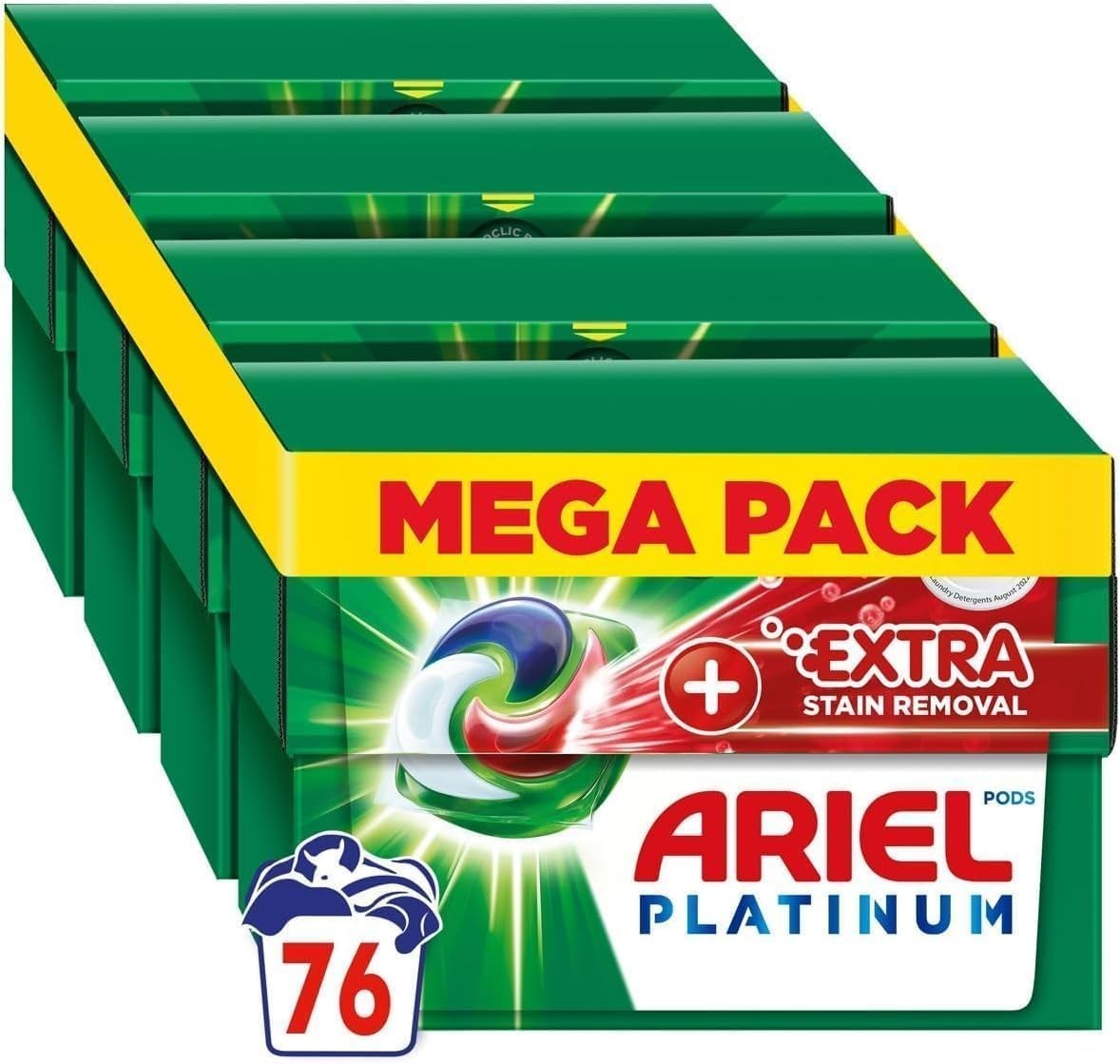 Ariel Platinum PODS Washing Liquid Detergent 76 Capsules Extra Stain Removal by Ariel