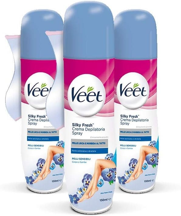 Veet Cream Hair Removal Spray Sensitive Skin 150ml Pack of 3 by VEET