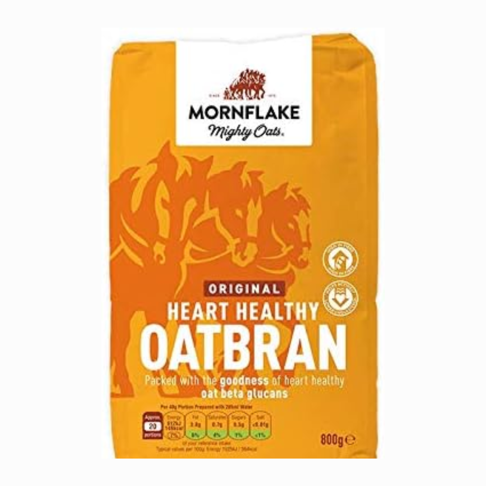Mornflake Oat Bran Cereal 5 x 800g | High Fibre Wholegrain Porridge Breakfast by Mornflake