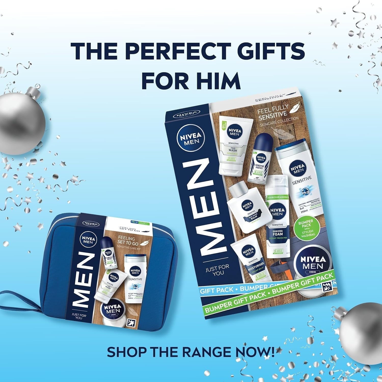 NIVEA MEN Sensitive Skincare Gift Set | Shower Gel, Face Wash, Balm & More by Nivea Men