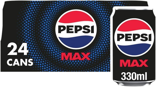 Pepsi Max No Sugar Cola Cans 24 x 330ml Low Calorie Soft Drink Multipack