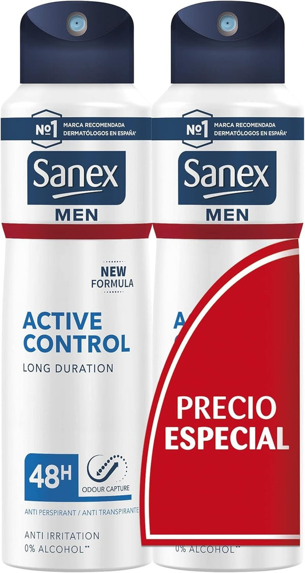 Sanex Active Control Men’s Deodorant Spray 200ml Pack of 2 All Day Protection