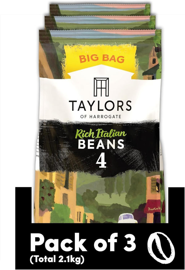 Taylors Rich Italian Coffee Beans 700g x3 | 100% Arabica Medium Roast 2.1kg