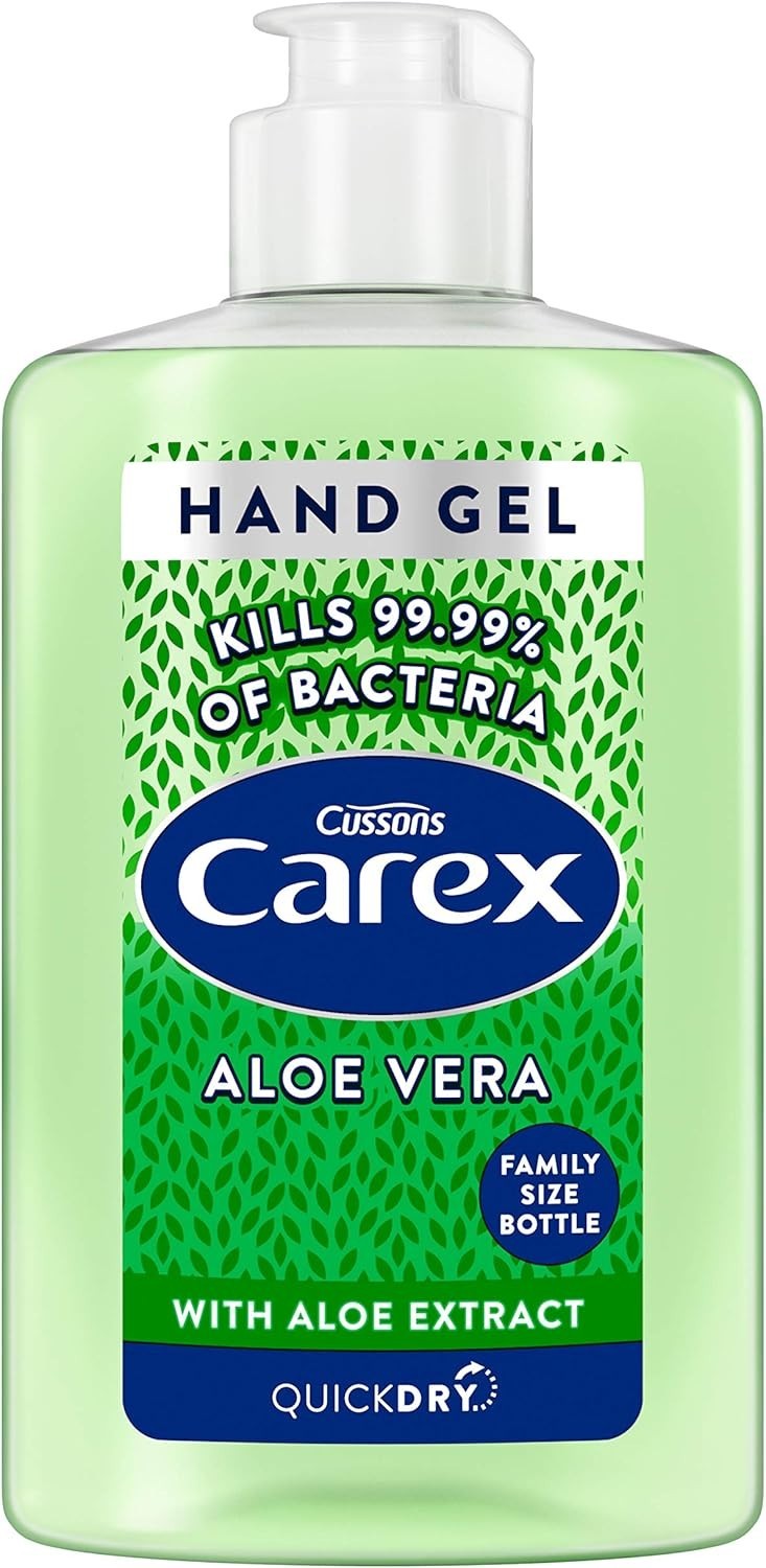Carex Aloe Vera Hand Sanitiser Gel 6x300ml Anti-Bacterial Rinse Free Kills 99.9 by Carex