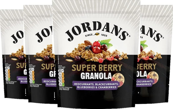 Jordans Super Berry Granola Cereal 550g x4 | High Fibre, Crunchy Breakfast UK