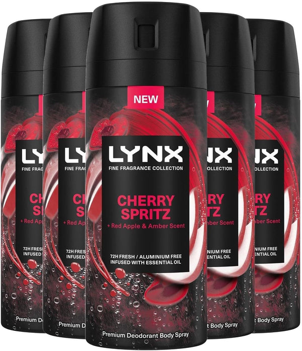 Lynx Fine Fragrance Cherry Spritz Deodorant 150ml Pack of 5 | 72H Freshness