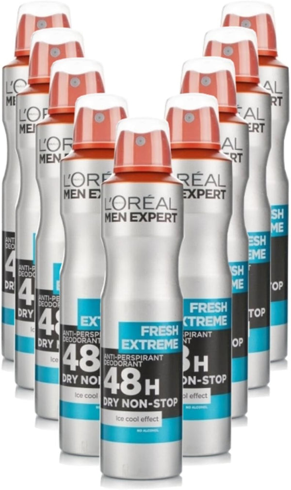 Men Expert Deodorant Spray – L'Oreal Anti-Perspirant Bulk Pack 9 x 250ml Fresh Mint