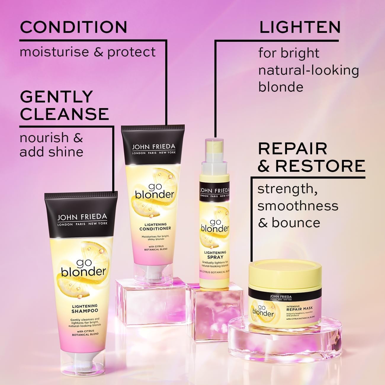 John Frieda Go Blonder Shampoo & Conditioner Duo 2x500ml Blonde Hair Care by JOHN FRIEDA