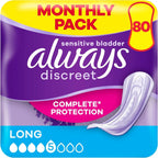 Always Discreet Incontinence Pads Long 80 Pack | Odour Free High Absorbency by Always Discreet
