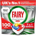 Fairy Platinum Plus Dishwasher Tablets Lemon | Pack of 5 (100 Tabs) | All-in-One by Fairy