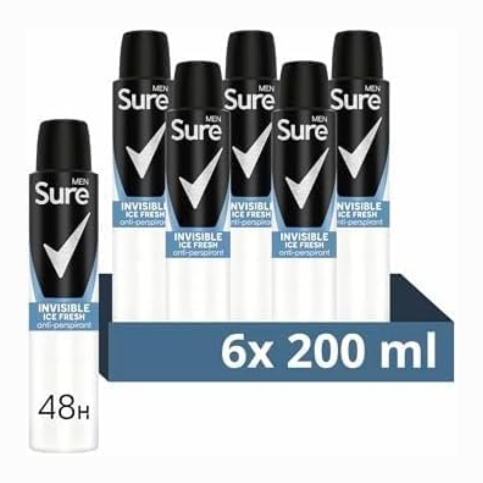 Men’s Invisible Ice Fresh Anti-Perspirant Deodorant Spray 200ml Pack of 6 by SURE