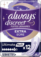 Always Discreet Ultimate Night Incontinence Pads 12 Pack – Extra Safe Protection by Always