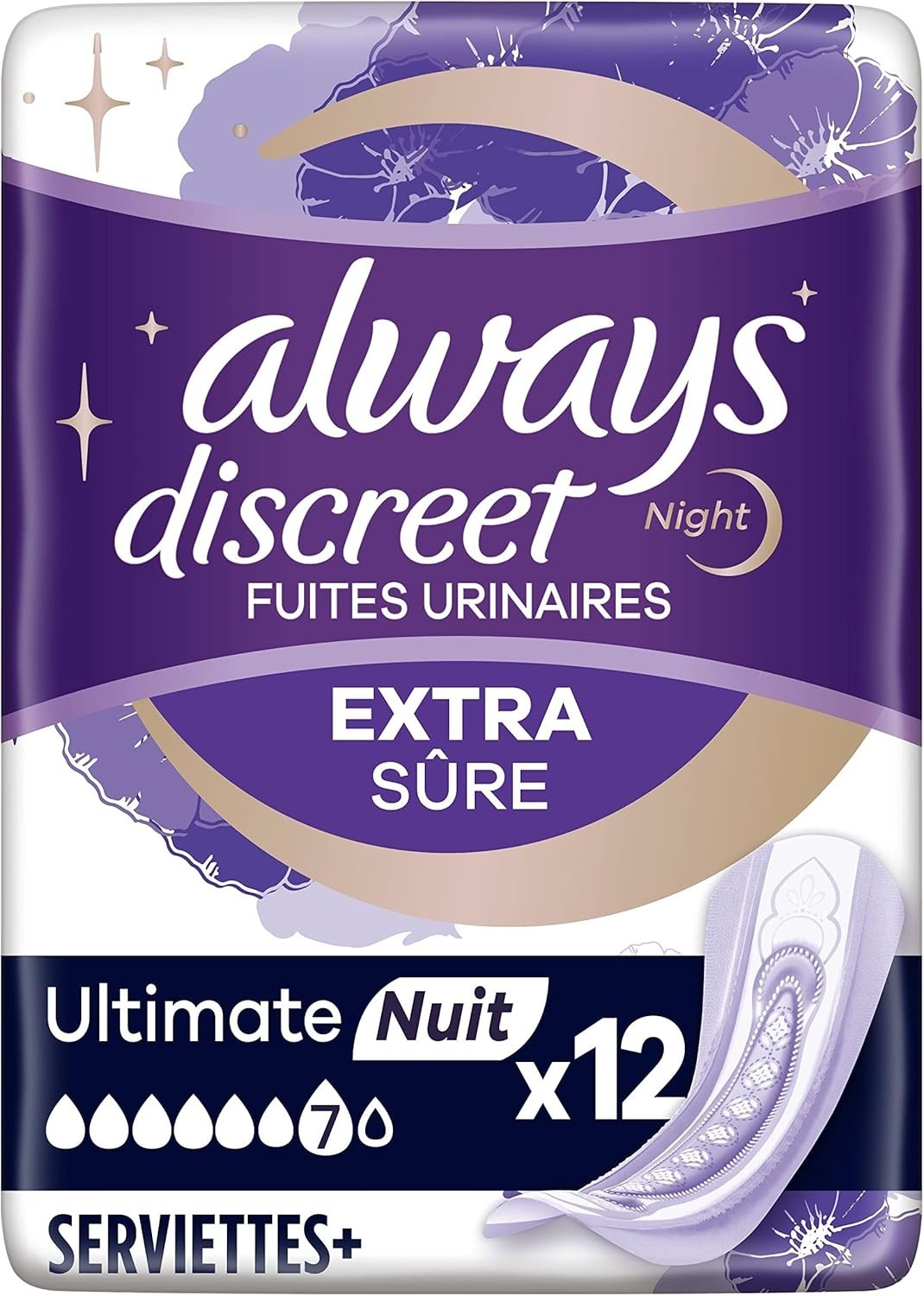 Always Discreet Ultimate Night Incontinence Pads 12 Pack – Extra Safe Protection by Always