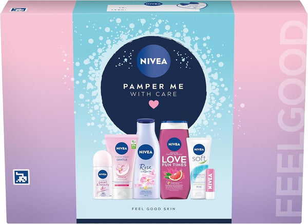 NIVEA Pamper Me With Care Gift Set 6pc | Women’s Skincare Moisturising Bundle