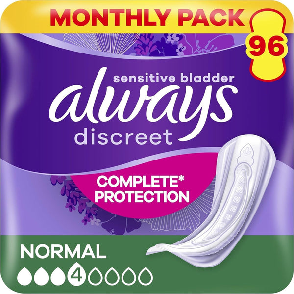 Always Discreet Incontinence Pads For Women Normal 96 Count