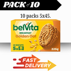BelVita Breakfast Biscuits Golden Oat 5x45g Pack of 10 | 200 Wholegrain Cookies by Belvita