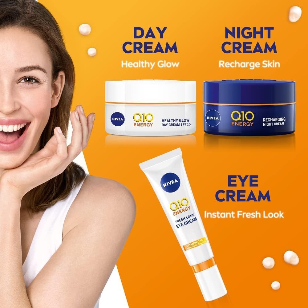 NIVEA Q10 Energy Duo Pack Day & Night Face Cream Vitamin C+E Moisturising 50ml by NIVEA