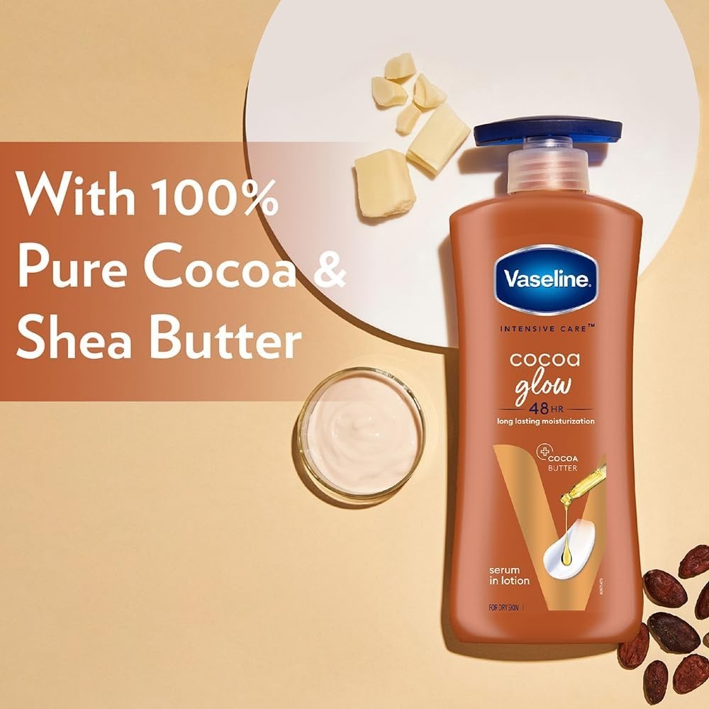 Vaseline Cocoa Glow Serum Lotion 600ml with Pure Cocoa & Shea Butter by Vaseline