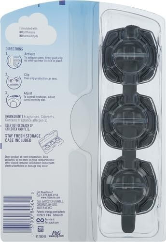 Febreze Car Air Freshener Vent Clip Unstoppables Fresh Scent 0.07oz 3 Pack by Febreze