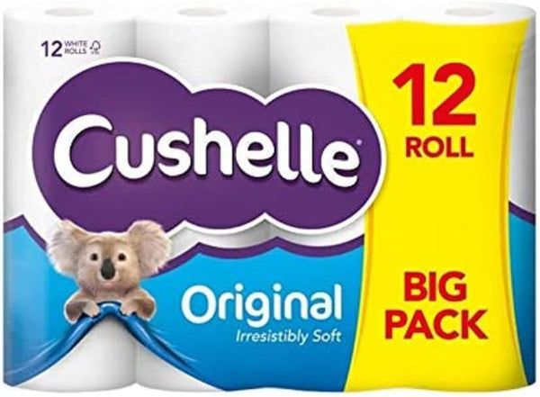 Cushelle Cushioned Toilet Roll 12 Pack White 2 Ply Tissue